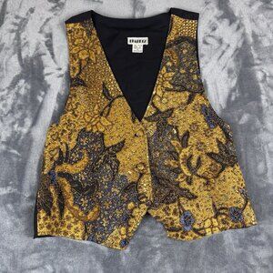 Charity Size M Vintage Beaded Vest Boho Artsy Statement Festival Goth